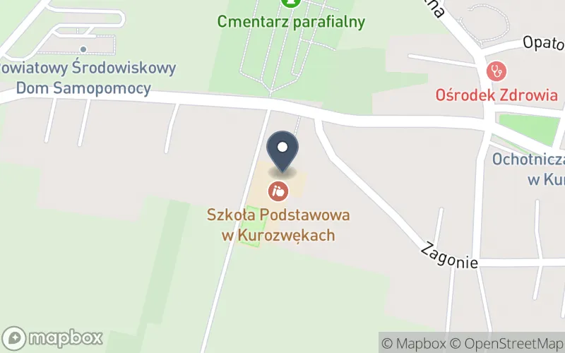 Lokalizacja: Zespół Placówek Oświatowych - Publiczna Szkoła Podstawowa im. Stefana Żeromskiego i Przedszkole w Kurozwękach