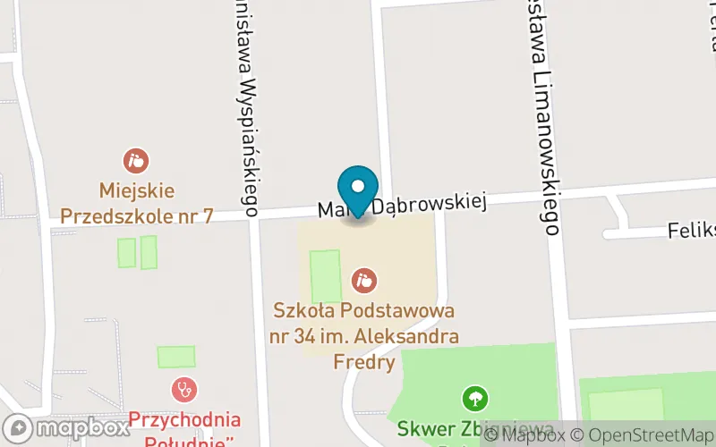 Lokalizacja: Szkoła Podstawowa nr 34 im. Aleksandra Hrabiego Fredry