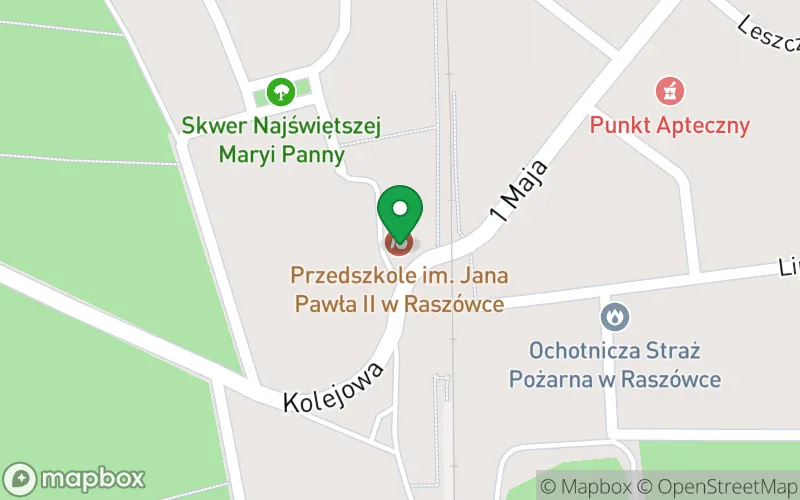 Lokalizacja: Przedszkole im. Jana Pawła II w Raszówce