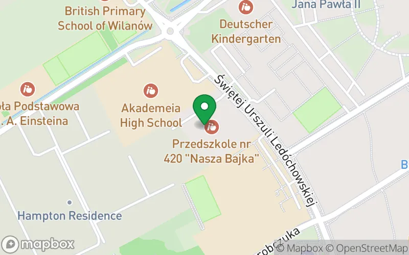 Lokalizacja: Przedszkole nr 420 "Nasza Bajka" w Warszawie Ul.św.urszuli Ledóchowskiej 8