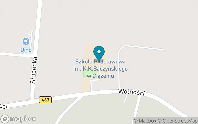 Lokalizacja: Szkoła Podstawowa im. Krzysztofa Kamila Baczyńskiego w Ciążeniu